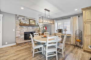 Beautiful stone wall with fireplace