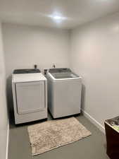 Washroom with separate washer and dryer