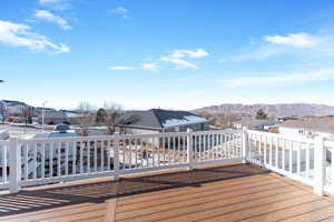 Deck featuring a mountain view