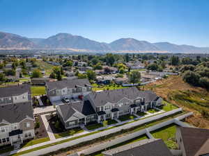 Drone / aerial view with a mountain view