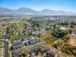 Drone / aerial view with a mountain view