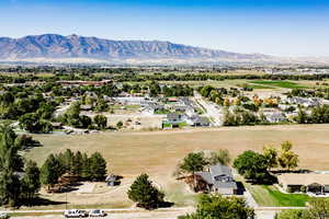 Aerial view featuring a mountain view