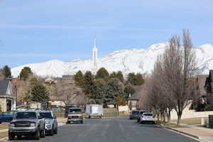 View of street with a mountain view