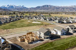 Drone / aerial view with a mountain view