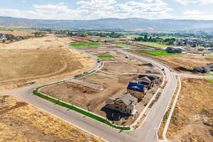 Birds eye view of property with a mountain view