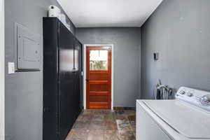 Laundry area with washer / clothes dryer and electric panel