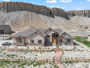 View of front of home featuring a mountain view