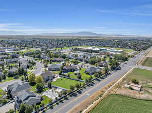 Aerial view featuring a mountain view