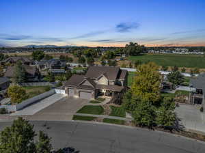 View of aerial view at dusk