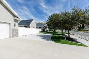 Exterior space featuring a garage