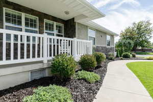 Exterior space with a porch