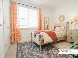 Bedroom with carpet floors