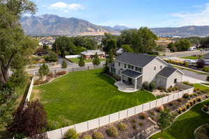 Aerial view featuring a mountain view