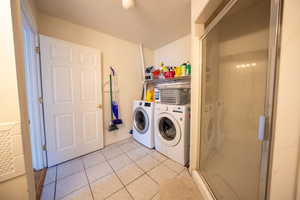 Bathroom and laundry combined on main level