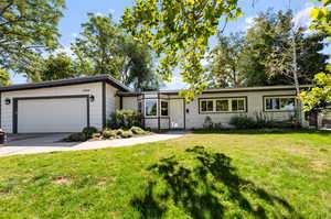 Front of home, Large two car Garage