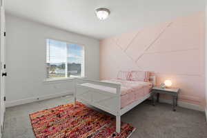 Bedroom with carpet floors