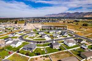 Aerial view featuring a mountain view