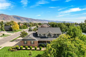 Aerial view featuring a mountain view