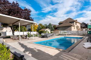 View of pool featuring a patio