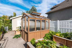 Garden with green house