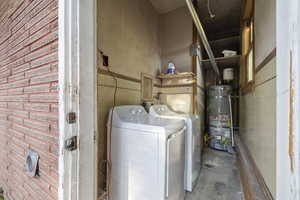 Laundry room with new washer dryer & new water heater. Located just outside the backdoor