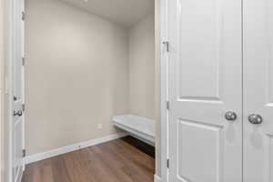 Mudroom featuring light wood-type flooring