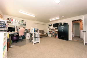 Office space with light carpet