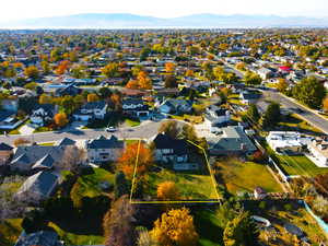 Aerial view featuring a mountain view