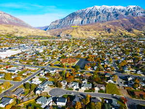 Drone / aerial view with a mountain view