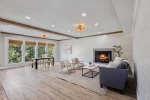 Family and dining space directly off of the kitchen