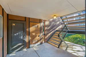 View of exterior entry and utility room