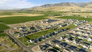 Aerial view featuring a mountain view