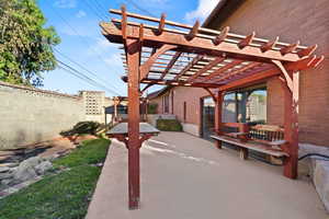 View of patio / terrace featuring a pergola