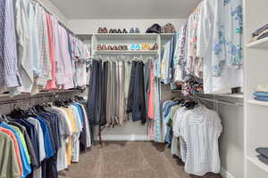 Primary Suite spacious closet featuring carpet flooring