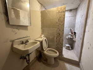 Bathroom with sink and toilet