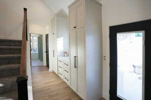 Interior space with light hardwood / wood-style floors