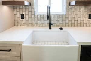 Interior details with sink and decorative backsplash