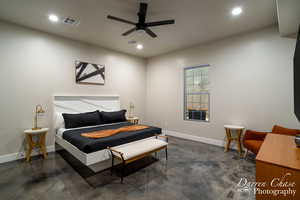 Bedroom featuring ceiling fan