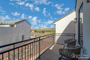 Balcony with a mountain view