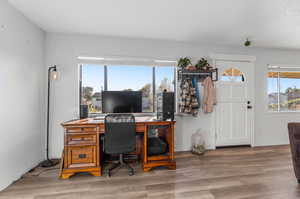 Office space featuring hardwood / wood-style floors