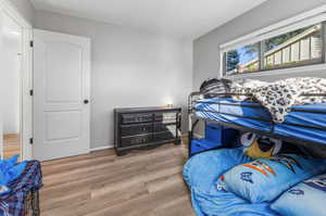 Bedroom featuring wood-type flooring