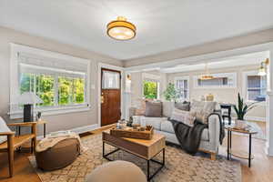 Living room featuring light hardwood / wood-style floors and plenty of natural light