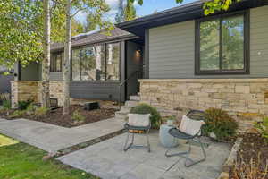 Exterior space with a patio area