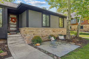 Exterior space with a patio area