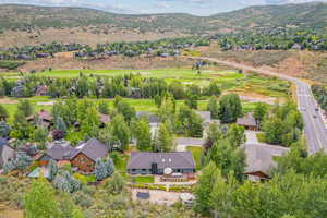 Drone / aerial view featuring a mountain view