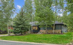 View of front of home with a front lawn