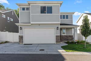 Front facade with a garage