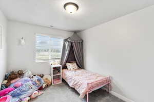 Bedroom with carpet floors