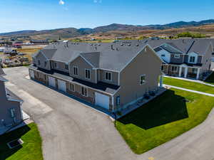Aerial view featuring a mountain view