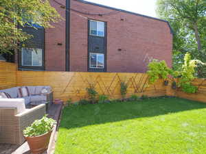 View of yard featuring an outdoor hangout area